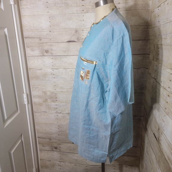 SMB Blue Dashiki Top - Picture 3 of 6